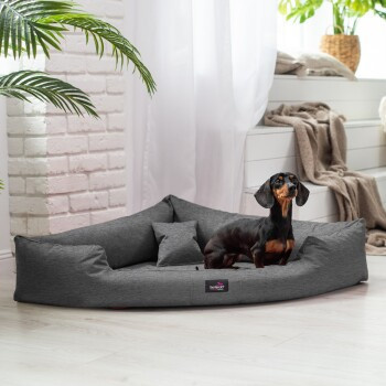 Tierlando TRIVIA Orthopädisches Eckhundebett aus Polyester in Hellgrau, B/T: 120 x 120 cm, Höhe: 25 cm - Bild 2