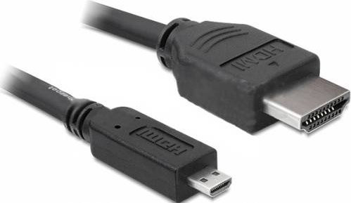 Delock HDMI Anschlusskabel HDMI-A auf HDMI-Micro-D in Schwarz, 3m, 4K UHD mit vergoldeten Steckkontakten - Bild 1