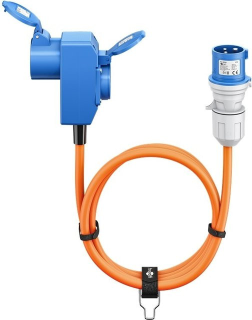 Goobay Camping Adapterleitung CEE Stecker auf Schutzkontaktkupplung Orange, Länge: 1,5 m - Bild 1