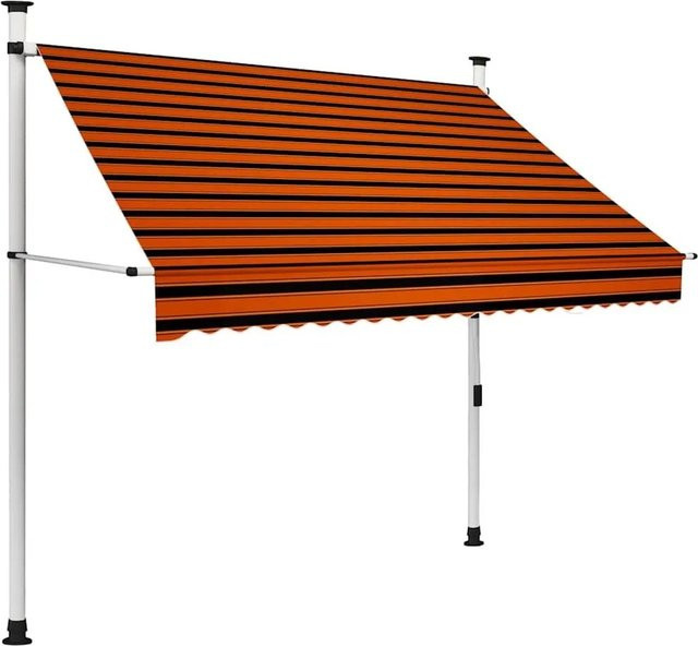 vidaXL Einziehbare Markise Handbetrieben mit Kurbel, Farbe: Orange und Braun, Breite: 200 cm, Tiefe: 120 cm - Bild 1