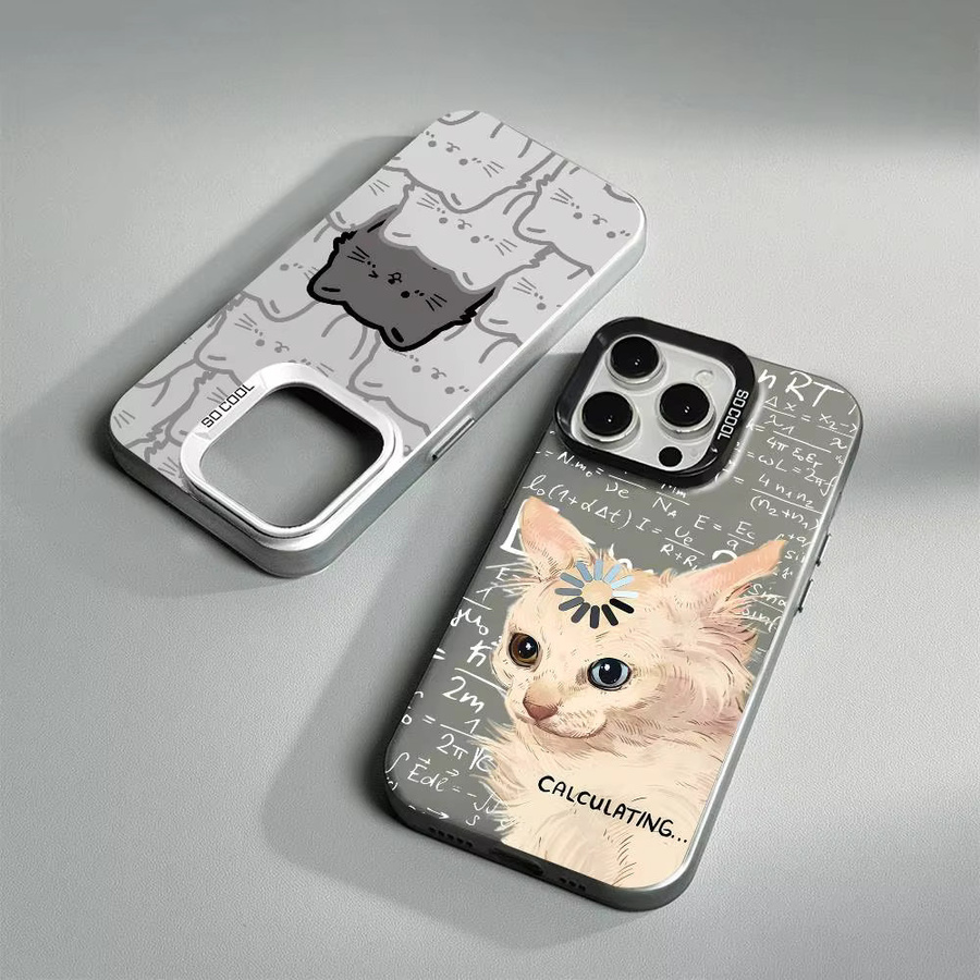 Art Formula Cat Graffiti Handyhülle in Silber für iPhone 17 16 16e 15 14 13 12 11 Pro Max Plus Matte stoßfeste Shell Abdeckung - Bild 2