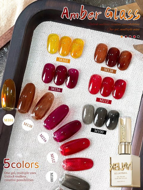 XEIJAYI Gel-Nagellack Set, Bernsteinfarben, Glänzend, 15 ml - Bild 1