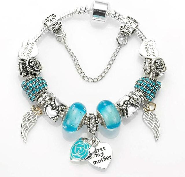Allbestart Charm-Armband, Schlangenkette, Kristall, Silber, Kinder, Frauen, 18cm - Bild 1