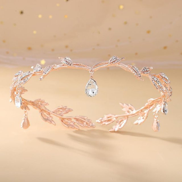 Wucifang Jewelry Kopfschmuck, Diamant, Blätter, rose gold, Damen - Bild 1