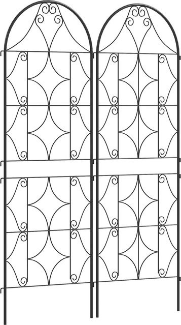 Outsunny 2er-Set Rankgitter aus Metall zum Stecken für den Garten, Schwarz, Höhe: 150 cm, Breite: 50 cm - Bild 1