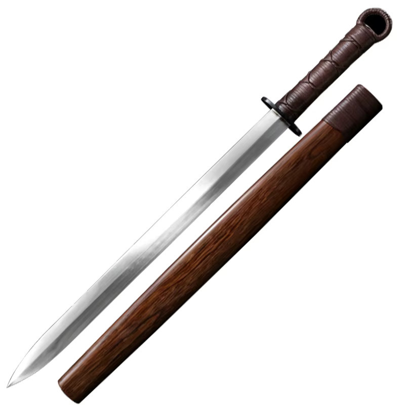 Chinesisches Schwert aus geschmiedetem Hochmanganstahl mit Rosenholz-Saya in Silber - Bild 4