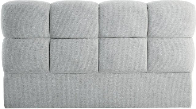 Vente-unique Bettkopfteil Damado in Lichtgrau, gepolstertes Texturstoff-Design aus MDF, Breite: 150 cm - Bild 1