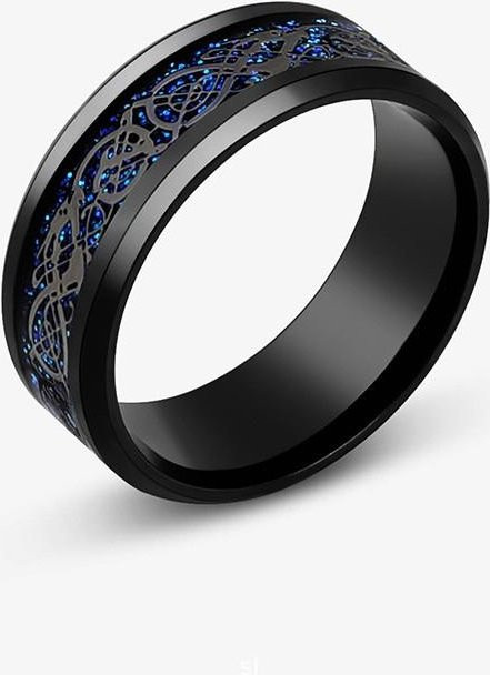 Drachenring Edelstahl, Schwarz, Herren - Bild 1