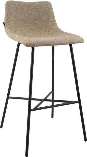 DELUKE Barhocker GEKEL Barstuhl aus Stoff in Taupe mit Lehne im skandinavischen Design, B/T/H: 44 x 49 x 98 cm - Bild 1