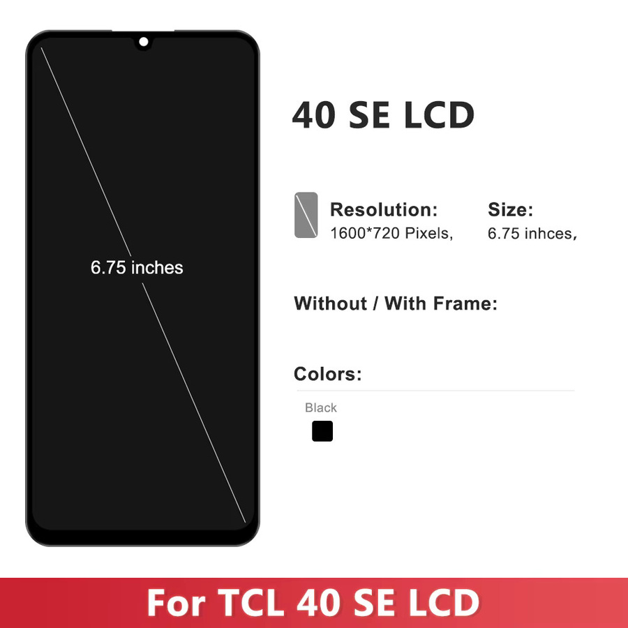 TCL 40 SE Ersatzdisplay mit 6,75 Zoll Touchscreen-Digitizer-Baugruppe und Rahmen in Schwarz - Bild 3