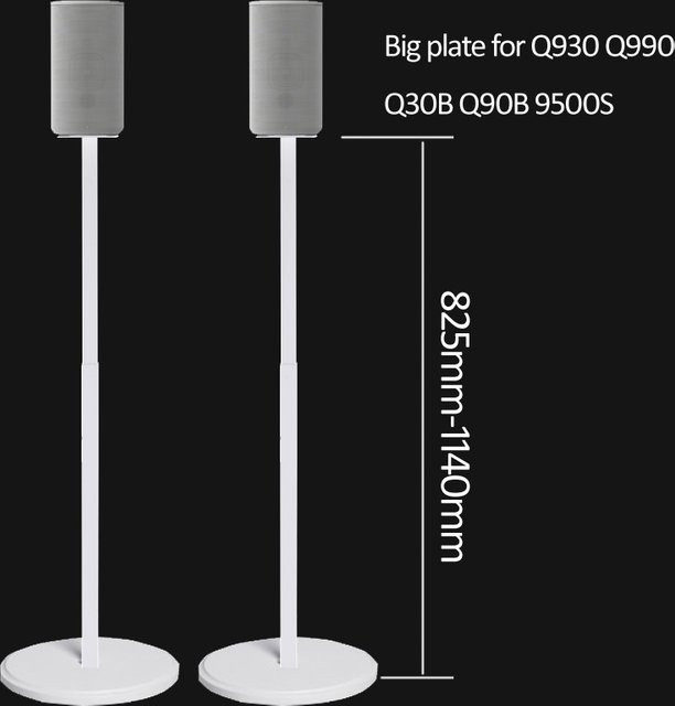 Paarweise Lautsprecher-Bodenständer mit runder Basis in Weiß für Surround-Sound-Systeme, Höhe: 82,5 cm, Breite: 14 cm - Bild 1