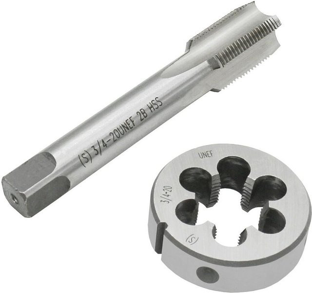 HSS Gewindebohrer und Schneideisen Set 3/4-20 UNEF Rechtsgewinde aus Schnellarbeitsstahl in Grau und Silber - Bild 1