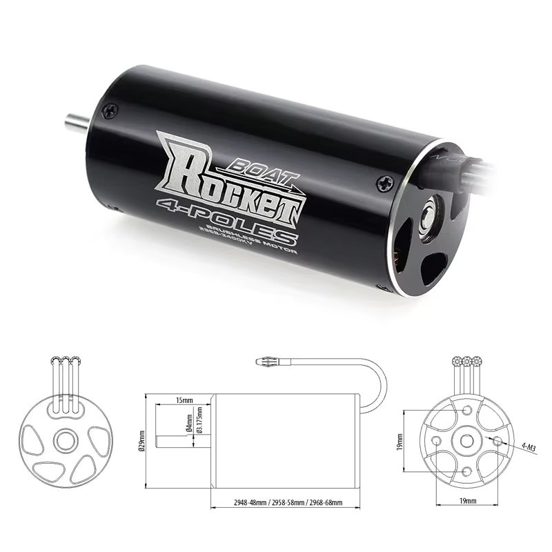 SURPASSHOBBY Rocket 2968 3400KV 3800KV Motor, Zubehör, Metall, Schwarz - Bild 2