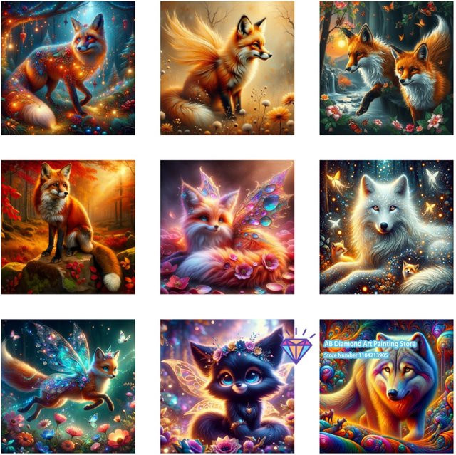 Potdemiel Diamond Painting Set Fuchs-Elf mit runden Diamanten in Multicolour für Anfänger und Erwachsene - Bild 1