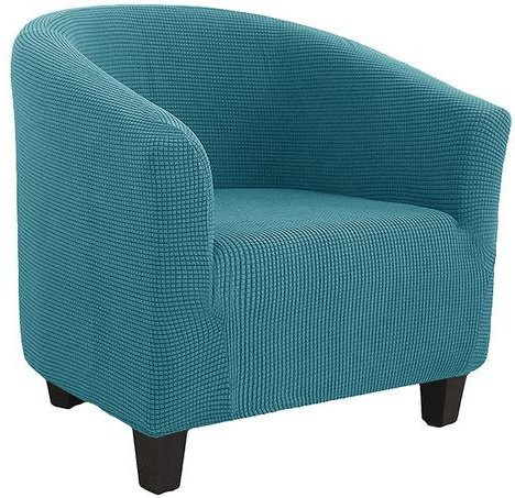 Jacquard Club Sesselbezug aus Polyester, elastischer und schmutzabweisender Esszimmerstuhlbezug in Weiß oder Türkis - Bild 1