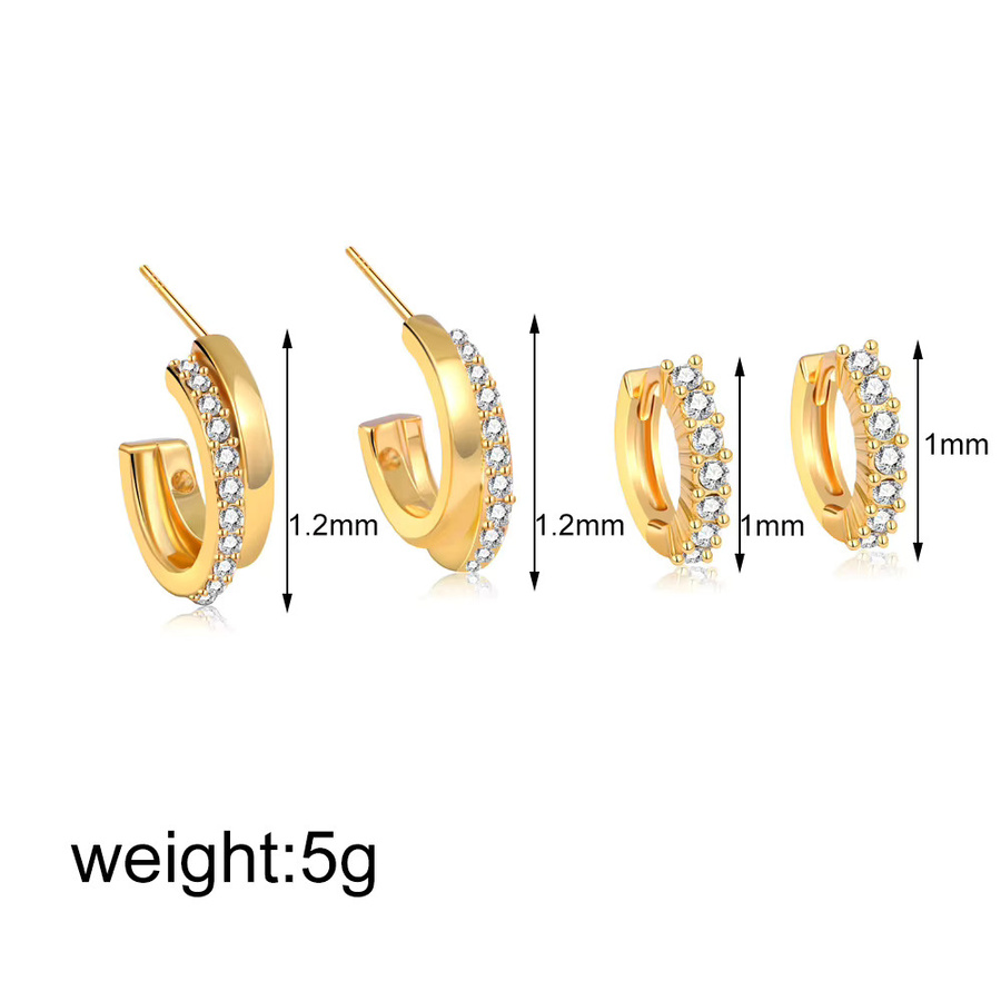 Erpels Creolen-Ohrring, Edelstahl, 750 Gold, Zirkonia, minimalistisch - Bild 2