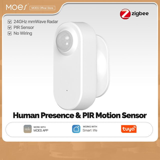 MOES Tuya ZigBee Smart Radar 24GHz MMWave Sensor zur Anwesenheitserkennung in Weiß - Bild 1