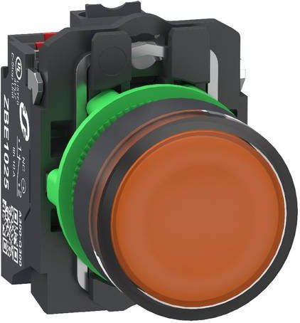Schneider Electric Harmony XB5 Leuchtdrucktaster XB5AW35B55 aus Kunststoff, Orange, unbeschriftet, LED, glatte Kalotte, 1S+1Ö, 22mm - Bild 1