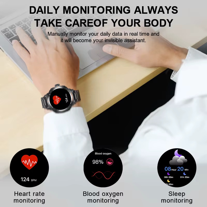 LIGE Smartwatch, Edelstahl, Schwarz, Herren - Bild 5