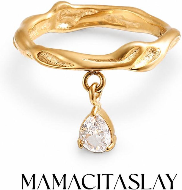 MamacitaSlay Ring Edelstahl, Gold, Zirkonia, Damen - Bild 1