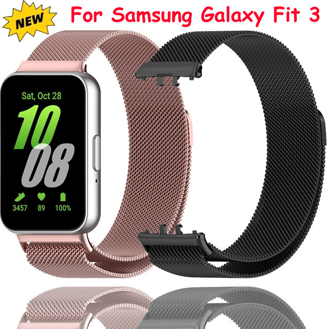 Samsung Milanaise-Uhrenarmband, Edelstahl, Schwarz, Samsung Galaxy Fit 3 - Bild 1