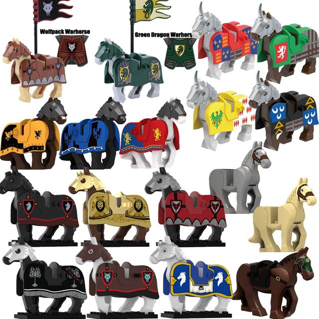 BRICKPANDA Mittelalterliche Militärburg Kriegspferd Bausteine, Fantasy, Ritter, Zubehör - Bild 1