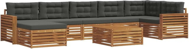 vidaXL Sofagarnitur 8-teilig U-Form aus Massivholz Akazie in Natur und Anthrazit - Bild 1