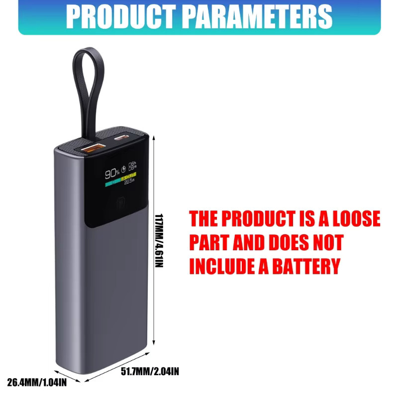 OOTDTY PD20W Power-Batteriehaltergehäuse für 2 x 21700 Akkus zur schnellen Ladung, Modell 114373 - Bild 6