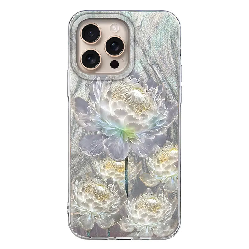 FunYudas Handyhülle mit goldenem Lotus-Muster und Federstruktur für iPhone Modelle, Farbe: Gold - Bild 3