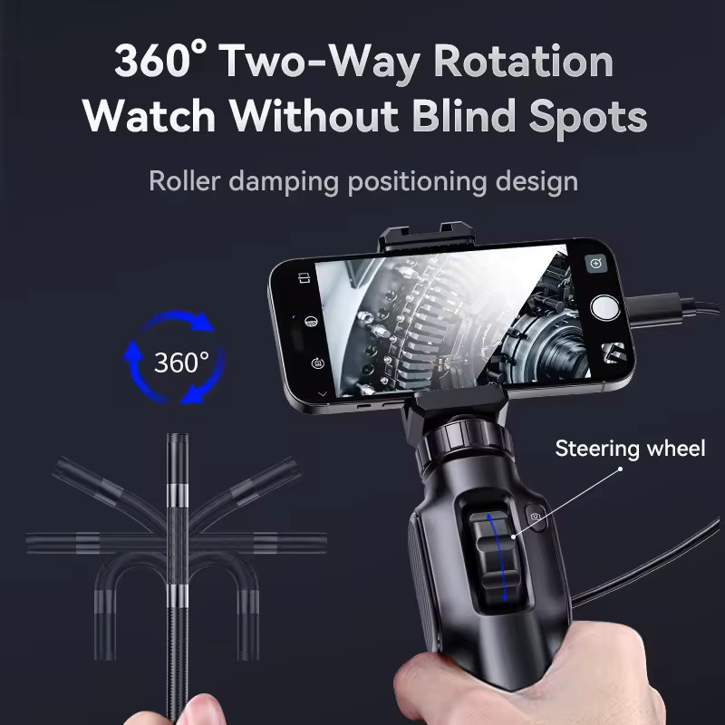 KERUI Industrie-Endoskop mit 2 MP Mini-Kamera, 360-Grad-Drehung und 8 LEDs für iPhone, Android und PC, Schwarz - Bild 2