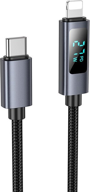 HOCO Display X112 USB-C auf Lightning Daten- und Ladekabel mit 27W in Schwarz, Länge: 1 m - Bild 1