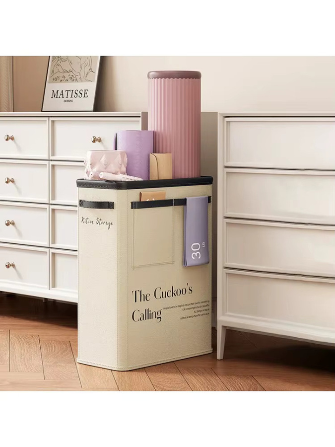 Jiahomily Faltbarer Aufbewahrungskorb aus Stoff in Beige als Organizer für Yoga-Matten und Sportausrüstung - Bild 4