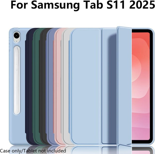 PHYLYN Smart Cover Schutzhülle für Samsung Galaxy Tab S11 11 Zoll 2025 SM-X730/X736B mit dreifach faltbarem Ständer und weicher TPU-Rückseite in Purple und Blue - Bild 1