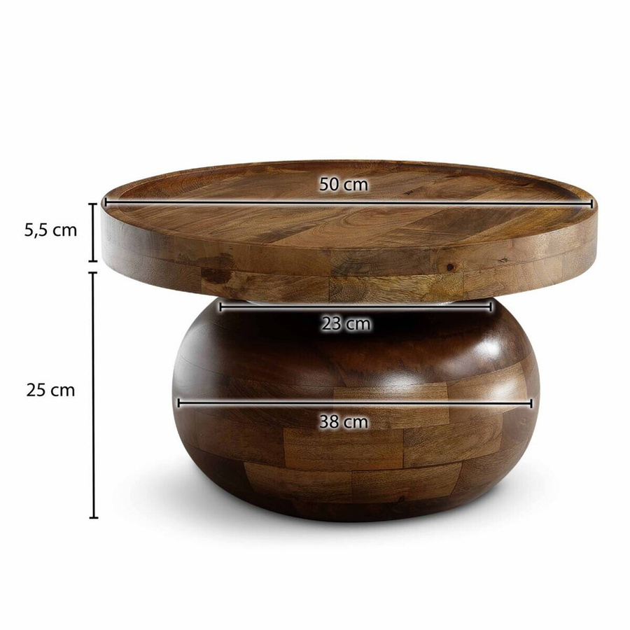 Wohnling Couchtisch aus Mango Massivholz in Braun, B/T/H: 50 x 50 x 30,5 cm - Bild 4