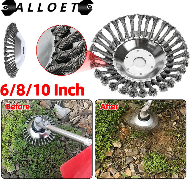 Alloet Twist Knot Bürstenscheibe aus Stahldraht in Silber für Rasentrimmer und Freischneider zum Entroten und Jäten - Bild 1