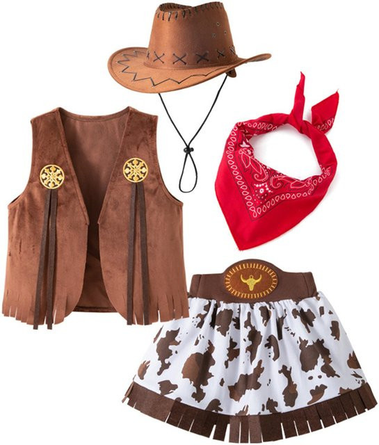 Cornbread Cowgirl Rollenspiel Outfit, Western-Themenkostüm, 4-teiliges Set, ab 3 Jahren - Bild 1