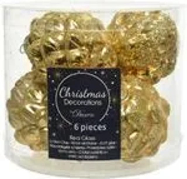 Kaemingk Christbaumschmuck Zapfen aus Glas in Hellgold, 6 Stück, Höhe: 7 cm, Breite: 5 cm - Bild 1