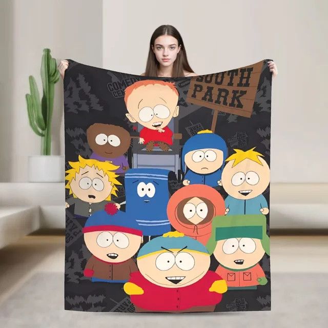 South Parks Flanell-Überwurfdecke kariert, weiche und warme Tagesdecke für Couch und Stuhl - Bild 1