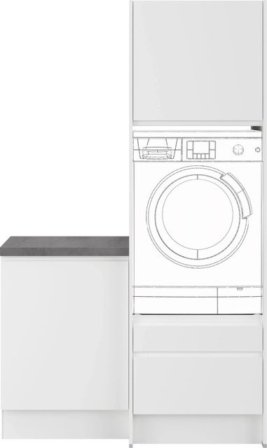 Impuls Küchen Hauswirtschaftsmodul HWR41238H in Weiß mit Soft-Close-Türen, Breite: 123,2 cm - Bild 1
