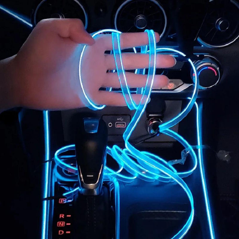Flexibler LED Neon Flex USB Auto-Innenbeleuchtung RGB Dekoration in Blau - Bild 4