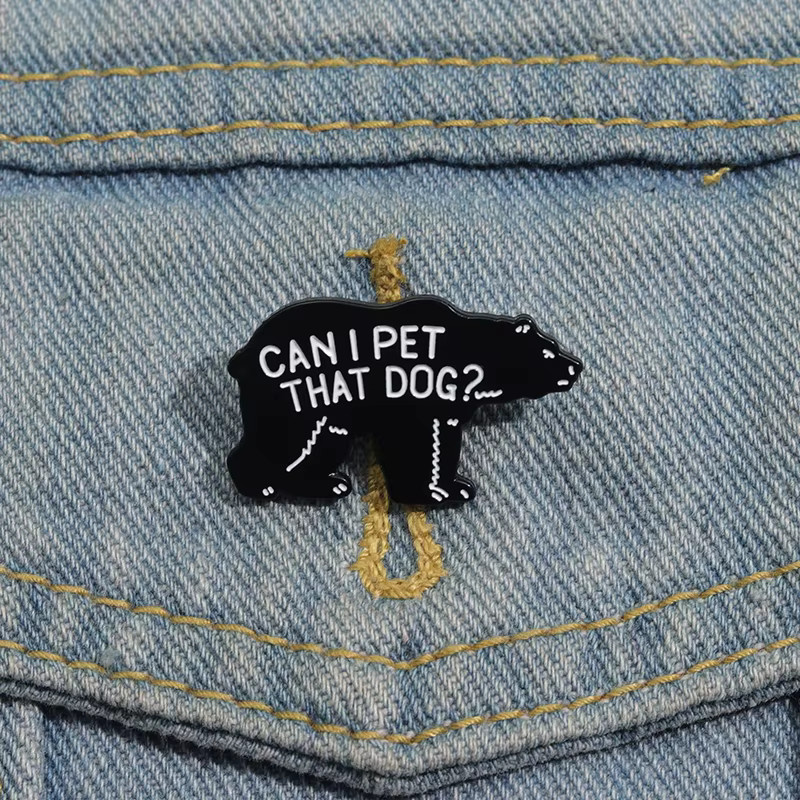 Anstecknadel Emaille, Can I Pet That Dog, Schwarz - Bild 3