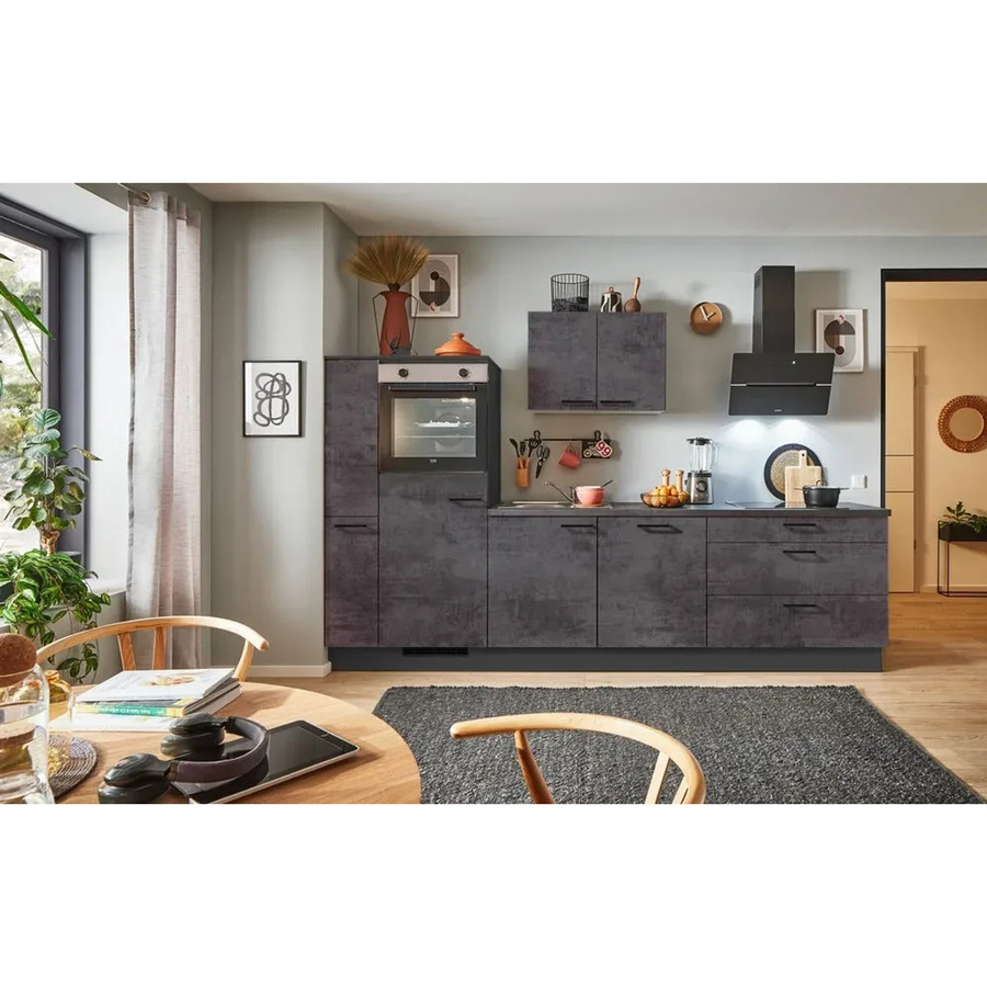 pino Küchenzeile Beton Grafitgrau mit 1 Apothekerschrank und Geräteschrank, Breite: 290 cm, Höhe: 174 cm, Tiefe: 60 cm - Bild 2