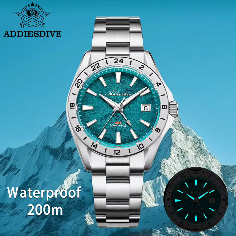 ADDIESDIVE Armbanduhr, GMT-Quarz, Edelstahl, 38 mm, Saphirglas, 20 ATM, Unisex - Bild 4
