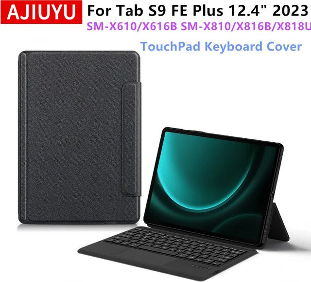 Samsung TrackPad-Tastaturhülle für Galaxy Tab S9 FE Plus FE+ 12,4 Zoll (2023) in Schwarz mit Spanisch und Portugiesisch - Bild 1