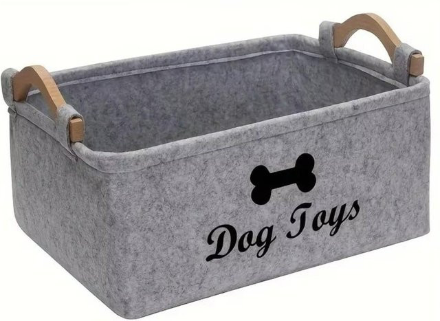 Binchi Outdoor Equipment Filz Haustier Spielzeug Aufbewahrungskorb mit Buchstabenmuster in Lichtgrau und Schwarz, B/T/H: 38,0 x 25,0 x 18,0 cm - Bild 1