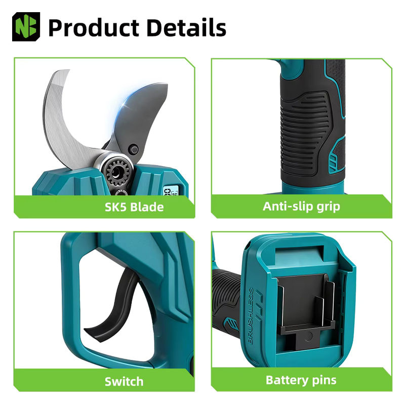 NewBeny 4-Gang-Bürstenlose elektrische Gartenschere kabellos für Makita LXT Akku zum Schneiden von Ästen und Obst - Bild 3