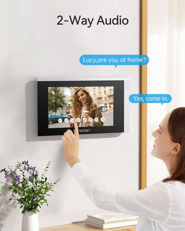 TMEZON WiFi Video-Gegensprechanlage mit 7 Zoll 1080P Touchscreen IP Türsprechanlage und Fernentriegelung in Weiß oder Silber - Bild 3