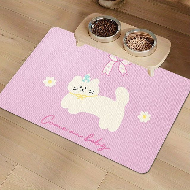 VIKAMA Haustier-Fußmatte für Hunde und Katzen in Pink, rutschfeste Matte für Essplätze und Käfige, Breite: 40 cm, Tiefe: 40 cm - Bild 1