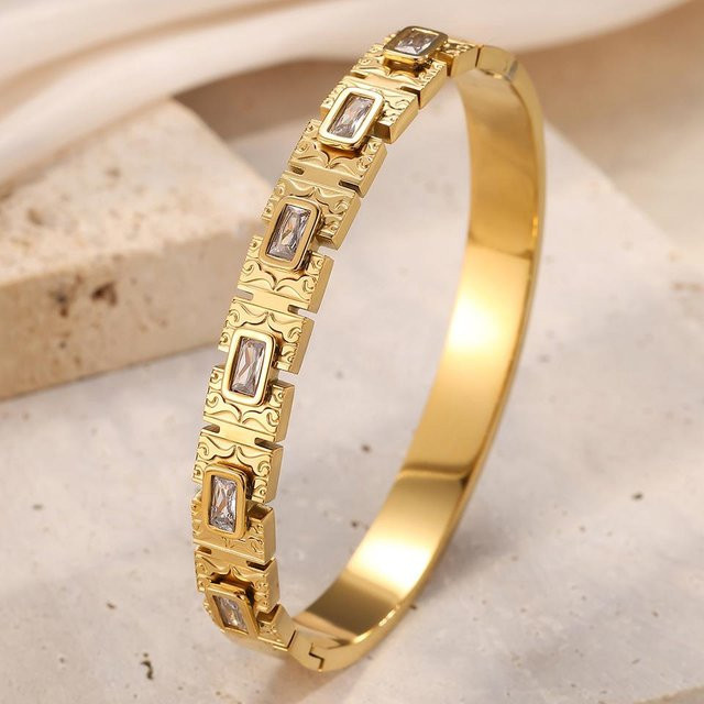 Lucky Star Jewelry Armreif Edelstahl, Gold, Zirkonia, Damen - Bild 1