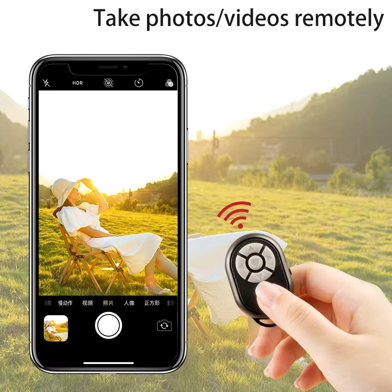 Universelle Bluetooth-Mini-Fernbedienung als Kamera-Controller für iPhone, Xiaomi, iOS und Android in Schwarz - Bild 3